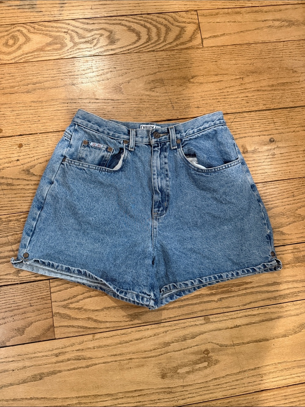 bill blass Vintage Blue Denim High-Waist Shorts Y2K